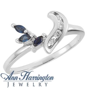 Details about   Engagement Blue Sapphire Diamond Wrap Guard Enhancer Ring in 14K WHITE GOLD OVER