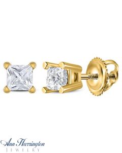 14k Yellow Gold 1/4 ct tw Certified Princess Diamond Stud Earrings