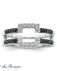 14k White Gold 3/8 ct tw Black & White Diamond Antique Style Halo Ring Guard for Princess, Emerald, Round etc., 1206511