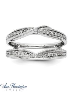 14k White Gold 1/4 ct tw Diamond Antique Style Ring Guard, 1214711