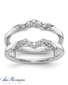 14k White Gold 1/5 ct tw Diamond Antique Style Ring Guard, Ring Guards, Ring Enhancers
