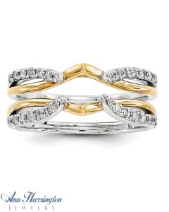 14k 2-Tone White & Yellow Gold 1/4 ct tw Diamond Antique Style Ring Guard, 1255611
