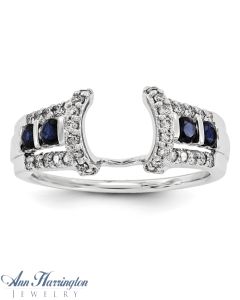 14k White Gold 3/8 ct tw Diamond & Genuine Sapphire Antique Style Ring Enhancer, 1256411