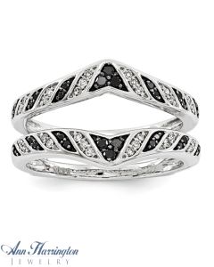 14k White Gold 1/4 ct tw Black & White Diamond Vintage Style Ring Guard, 1258511