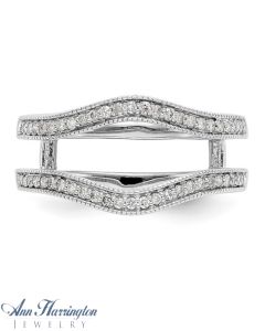 14k White Gold 1/4 ct tw Diamond Antique Style Ring Guard, 1262211