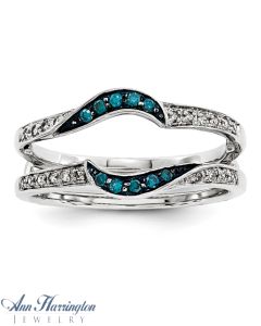 14k White Gold 1/5 ct tw Blue & White Diamond Antique Style Ring Guard, 1267311