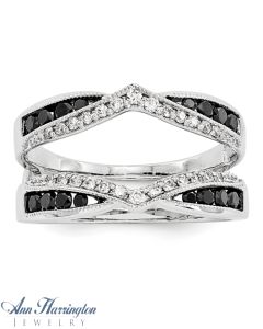 14k White Gold 3/4 ct tw Black & White Diamond Vintage Style Ring Guard, 1267511