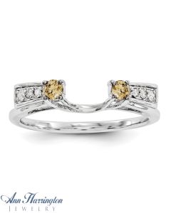 14k White Gold 1/4 ct tw Champagne & White Diamond Antique Style Ring Wrap, 1267711