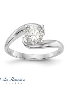 14k White or Yellow Gold Bypass Solitaire Engagement Ring Mounting