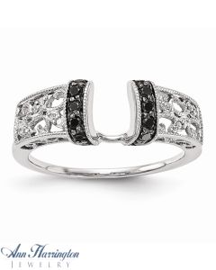 14k White Gold 1/4 ct tw Black & White Diamond Vintage Style Filigree Ring Enhancer, 1361511