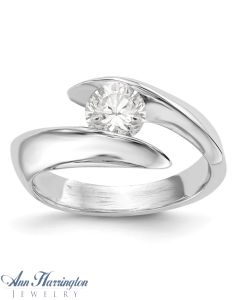 14k White or Yellow Gold Bypass Solitaire Engagement Ring, 5.2 mm Setting