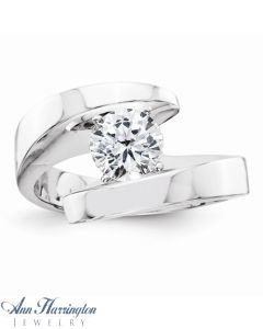 14k White or Yellow Gold Bypass Solitaire Engagement Ring Mounting, 1413