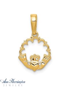 14k Yellow Gold Polished Claddagh Pendant