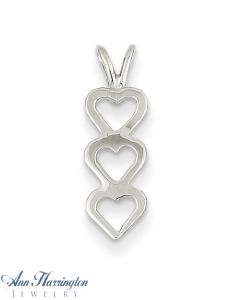 14k White Gold 13x5 mm Triple Heart Pendant, 1617