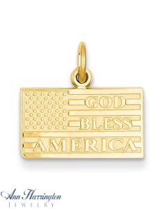 14k God Bless America Flag 10x17 mm Pendant