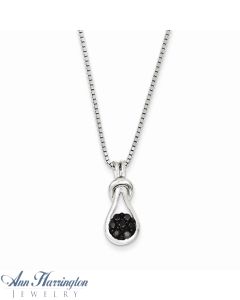 Sterling Silver 1/5 ct tw Black Diamond Love Knot Pendant Necklace