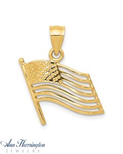 14K American Flag Pendant