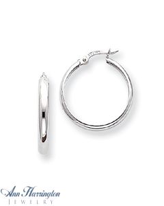 14k White or Yellow Gold 3 mm x 20 mm Round Hoop Earrings