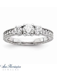 14k White Gold 3/4 ct tw 3 Stone Diamond Ring