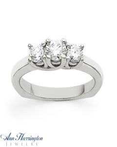14k White Gold 7/8 ct tw 3 Stone Diamond Ring, 355811