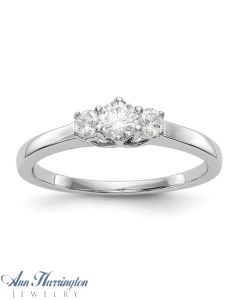 14k White Gold 1/2 ct tw 3 Stone Diamond Ring
