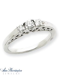 14k White or Yellow Gold 3/8 ct tw 3 Stone Diamond Ring, 357811