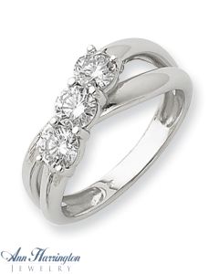 14k White Gold .96 ct tw 3 Stone Diamond Ring