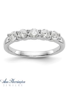 14k White Gold 5/8 ct tw 5 Stone Diamond Anniversary Band