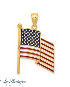 14k Enameled Flag Pendant