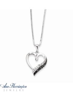 Sterling Silver 1/5 ct tw Black and White Diamond Pendant Necklace