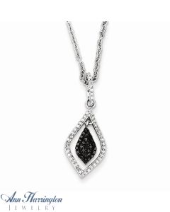 Sterling Silver .22 ct tw Black and White Diamond Fashion Pendant Necklace
