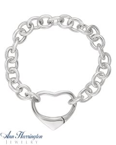 Sterling Silver Chain & Heart Shape Clasp Bracelet
