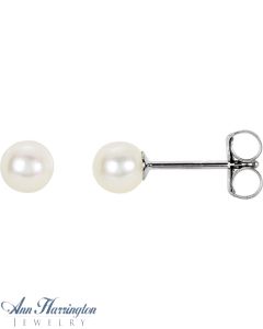 14k White or Yellow Gold 4 mm Freshwater Cultured Pearl Earrings, 40W