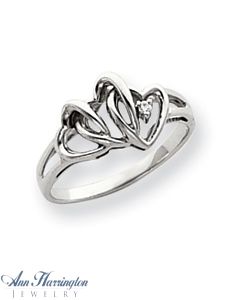 14k White or Yellow Gold .01 ct Diamond Heart Ring