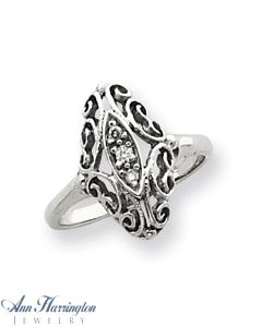 14k White Gold .07 ct tw Diamond Filigree Ring
