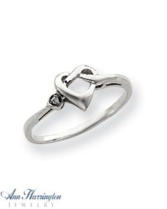 14k White or Yellow Gold .01 ct Diamond Heart Ring