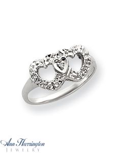 14k White Gold .01ct Diamond Heart Ring