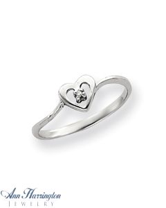 14k White Gold .01 ct Diamond Heart Ring