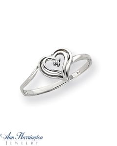 14k White Gold .01 ct Diamond Heart Ring