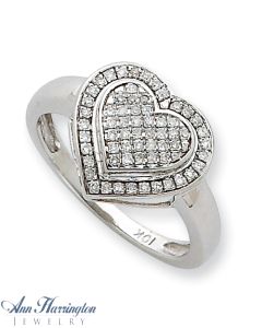 10k White Gold 1/5 ct tw Diamond Pav'e Heart Ring
