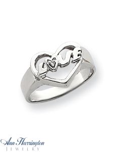 14k White or Yellow Gold .01 ct Diamond Heart Love Ring