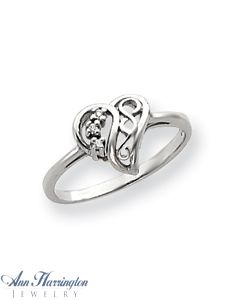 14k White or Yellow Gold .02 ct tw Diamond Heart Filigree Ring