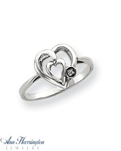 14k White or Yellow Gold .01 ct Diamond Heart Ring
