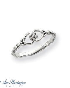 14k White or Yellow Gold .01 ct Diamond Heart Ring