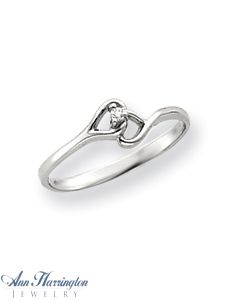 14k White or Yellow Gold .02 ct Diamond Heart Ring