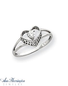 14k White or Yellow Gold .11 ct Diamond Heart Ring