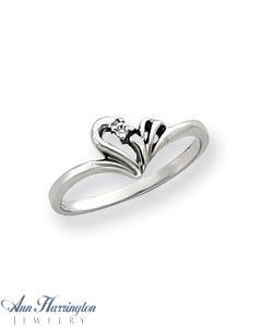14k White or Yellow Gold .02 ct Diamond Heart Ring