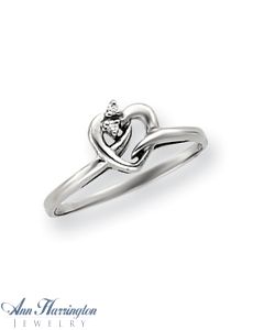 14k White or Yellow Gold .02 ct Diamond Heart Ring