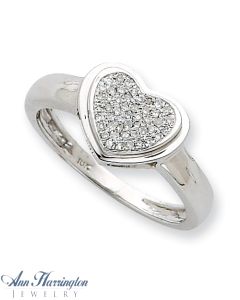 10k White Gold 1/6 ct tw Diamond Pav'e Heart Ring