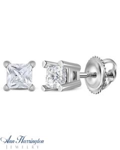 14k White Gold 1/5 ct tw Certified Princess Diamond Stud Earrings